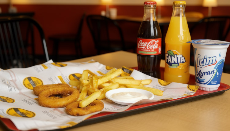 patates kızartması soğan halkası içecek menü
