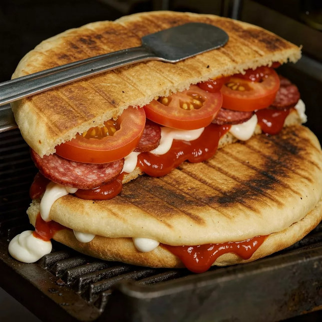 Bazlama Tost Sucuklu Kaşarlı
